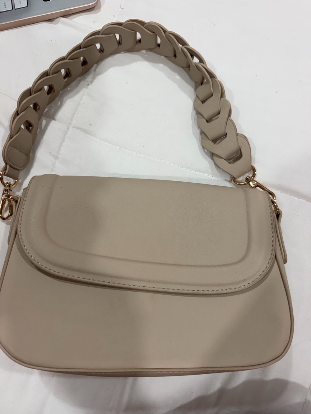 Marshall Beige Mini Shoulder Bag with Braided Strap